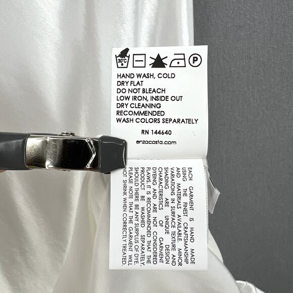 ENZA COSTA Satin Bias Cut Skirt Women XS Undyed White Midi Maxi Pull On Slip NEW - Picture 11 of 16